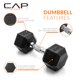 thumbnail image 3 of Par de Mancuernas Hexagonales Recubiertas CAP Barbell de 20 lb, 3 of 6