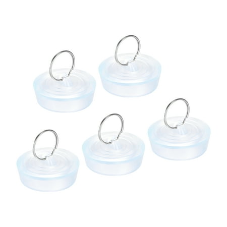 

Rubber Sink Plug Clear Drain Stopper Fit 1 3/4 to 1 13/16 Drain with Hanging Ring for Bathtub Kitchen 5 Pack
