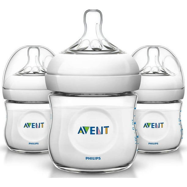 Philips Avent 4oz Natural Baby Bottles 3Pack Clear