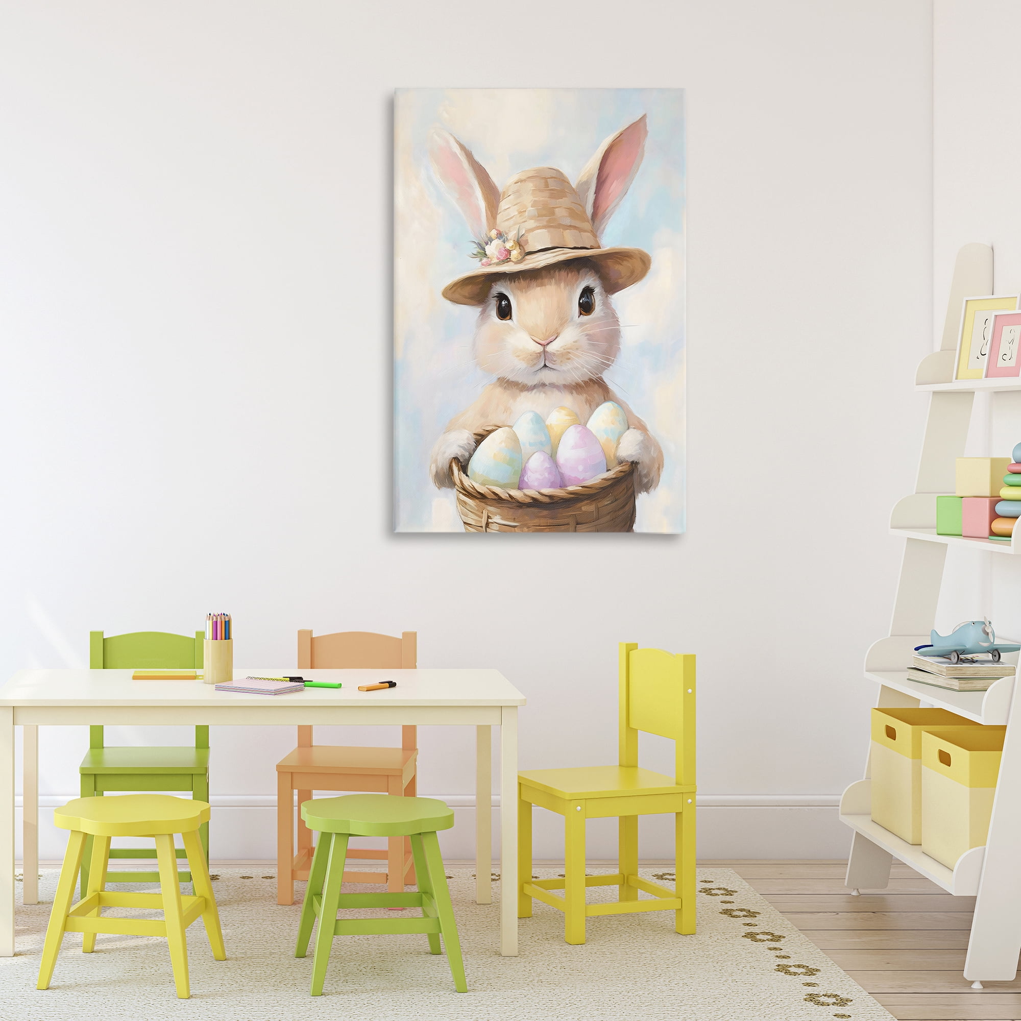 Stupell Industries Bunny with Easter Egg Basket Canvas Wall Art, design by The Prints Vibe