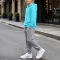 thumbnail image 5 of BXJX Boys Outfit Sets Size 8, Sports Long Sleeve Casual 2 Piece Hoodies and Joggers Sets with Pockets Light Blue, 5 of 6