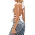 thumbnail image 5 of Open Back Halter Tops for Women Backless Ruched Ruffle Crop Tops Smocked Y2K Going Out Camisoles White M, 5 of 9