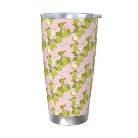 

Salouo Pears And Flower Print 20oz Tumbler with Lid Stainless Steel Vacuum Insulated Tumbler Durable Insulated Coffee Mug Thermal Cup with Splash Proof Sliding Lid-Without Straw