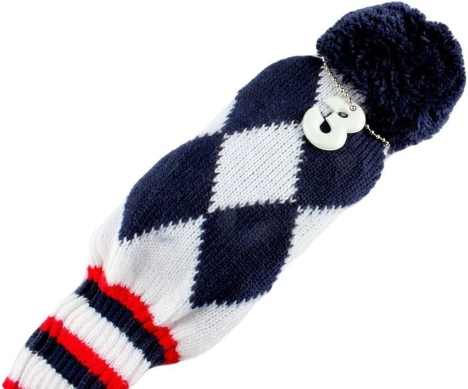 3 pcs/Set Golf Club Pom Pom Knit Cover for Driver, Fairway Wood and Hybrid HeadCovers