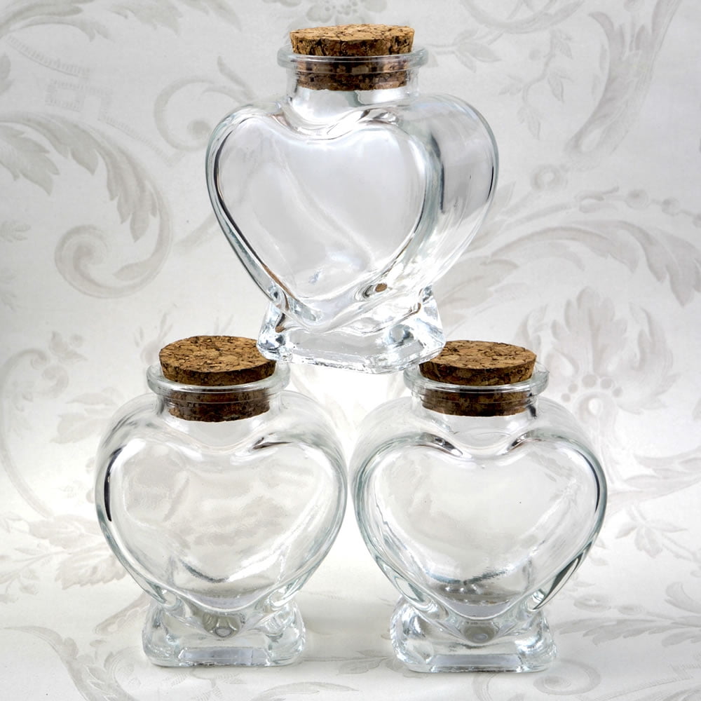 36 X Heart Shaped Glass Jar With Silver Lids 60ml Mini Glass Mason