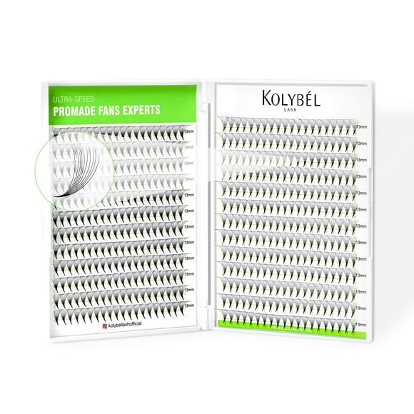 Extensiones de pestañas Kolybel 10D 11 mm 500 ventiladores prefabricados 0.03 C