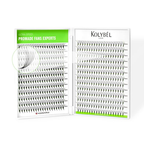 Extensiones de pestañas Kolybel 10D 11 mm 500 ventiladores prefabricados 0.03 C