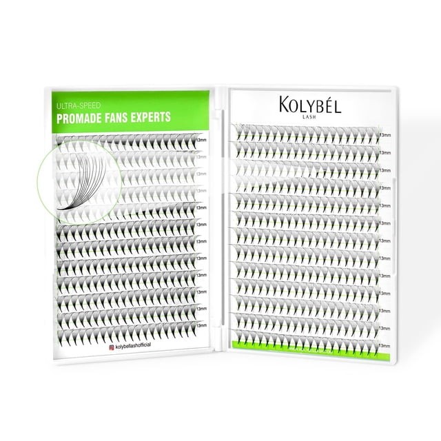 Extensiones de pestañas Kolybel 10D 11 mm 500 ventiladores prefabricados 0.03 C