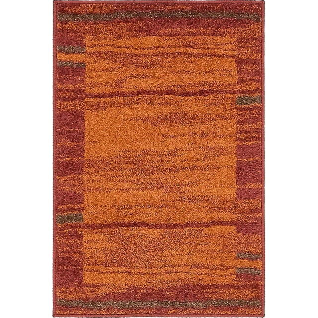 Unique Loom Autumn Collection Border Casual Rustic Warm Toned Area Rug, 2 x 3 Feet, Terracotta/Burgundy
