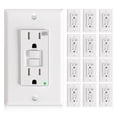 thumbnail image 1 of 12 Pack Prise GFCI 15 Ampères avec Design Plus Fin, Résistant aux Intempéries (WR), Réceptacles GFI Auto-Test avec Indicateur LED, Plaques Murales et Vis Incluses, Intérieur Ou Extérieur, ETL Listed, Blanc, 1 of 6