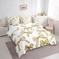 thumbnail image 4 of Manfei Kawaii Princess Bow 7-Piece Bedding Comforter Set, Cartoon Yellow Bow-tie King Bedding Sets, Fairy Tale Ribbon Style Reversible Bed Sheets, Luxury Bedroom Decor, 4 of 8