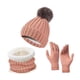thumbnail image 1 of Conjunto de gorro, bufanda y guantes de invierno, tocado, bufanda de cuello largo para vacaciones, esquí y patinaje Rosa, 1 of 8