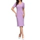 thumbnail image 2 of INSPIRE CHIC Vestido Elegante para Mujer de Manga Corta Cuello Cuadrado Botón Vestidos de Trabajo Casual Ajustados M Púrpura, 2 of 6