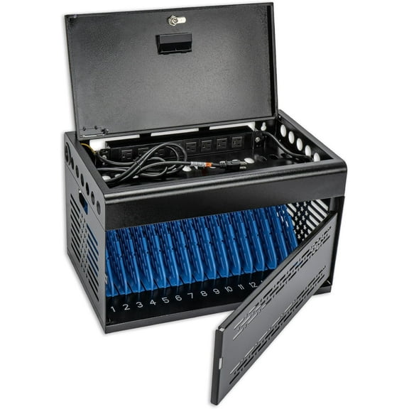 POCHAR 16-Device Chromebook Charging Station- Laptops, iPad, Tablet Charging Cabinet with Removable Door (Black)