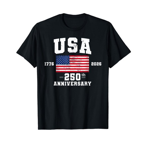 4th of July America US Flag Patriotic 250th Anniversary USA T-Shirt