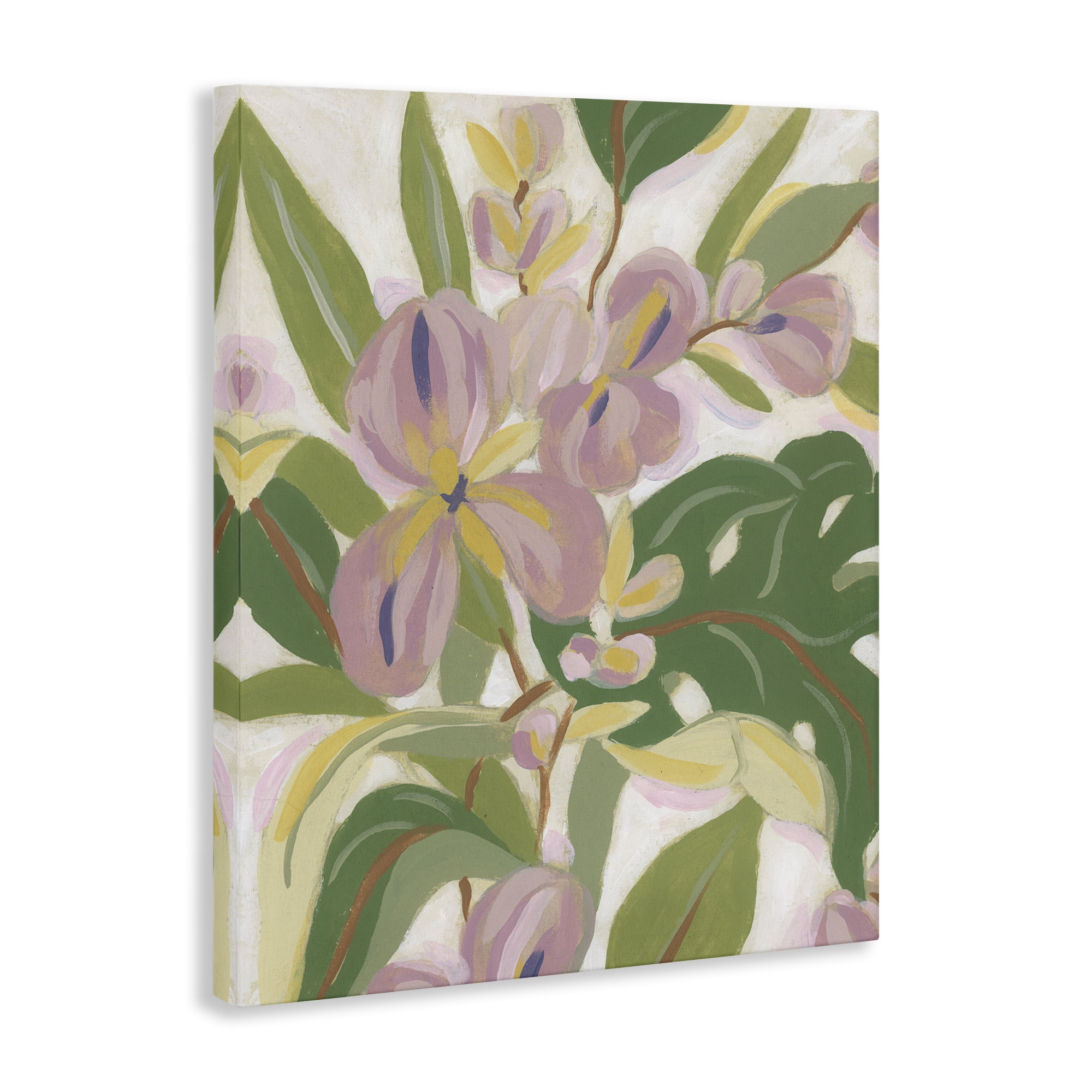Stupell Industries Pale Trillium & Leaves Plants & Flowers Painting Wrapped Canvas Art Print Wall Art, 16 x 20