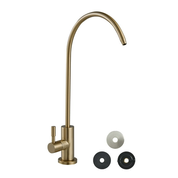 KFFKFF Stainless Steel Water Filter Faucet, Lead-Free Design with Solid Brass Valve, Rust-Resistant and Durable, Ideal for Kitchens, Bars, and Cafes, Brushed Gold Finish