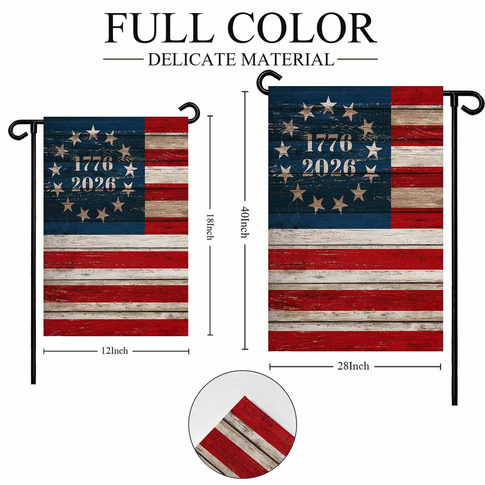 4th of July Garden Flags Patriotic Stars 250th Anniversary Garden Flag Double Sided Welcome Flag American Flag Independence Day Yard Flags for Outdoor Lawn Porch Memorial Day Decor 28x40 Inch