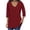 Wine, variant on Womens 2023 Fall Lace Crochet Tops 3/4 Sleeve Solid/Printed Lace Trim V Neck Tunic Blouses Ladies Long Loose Shirts