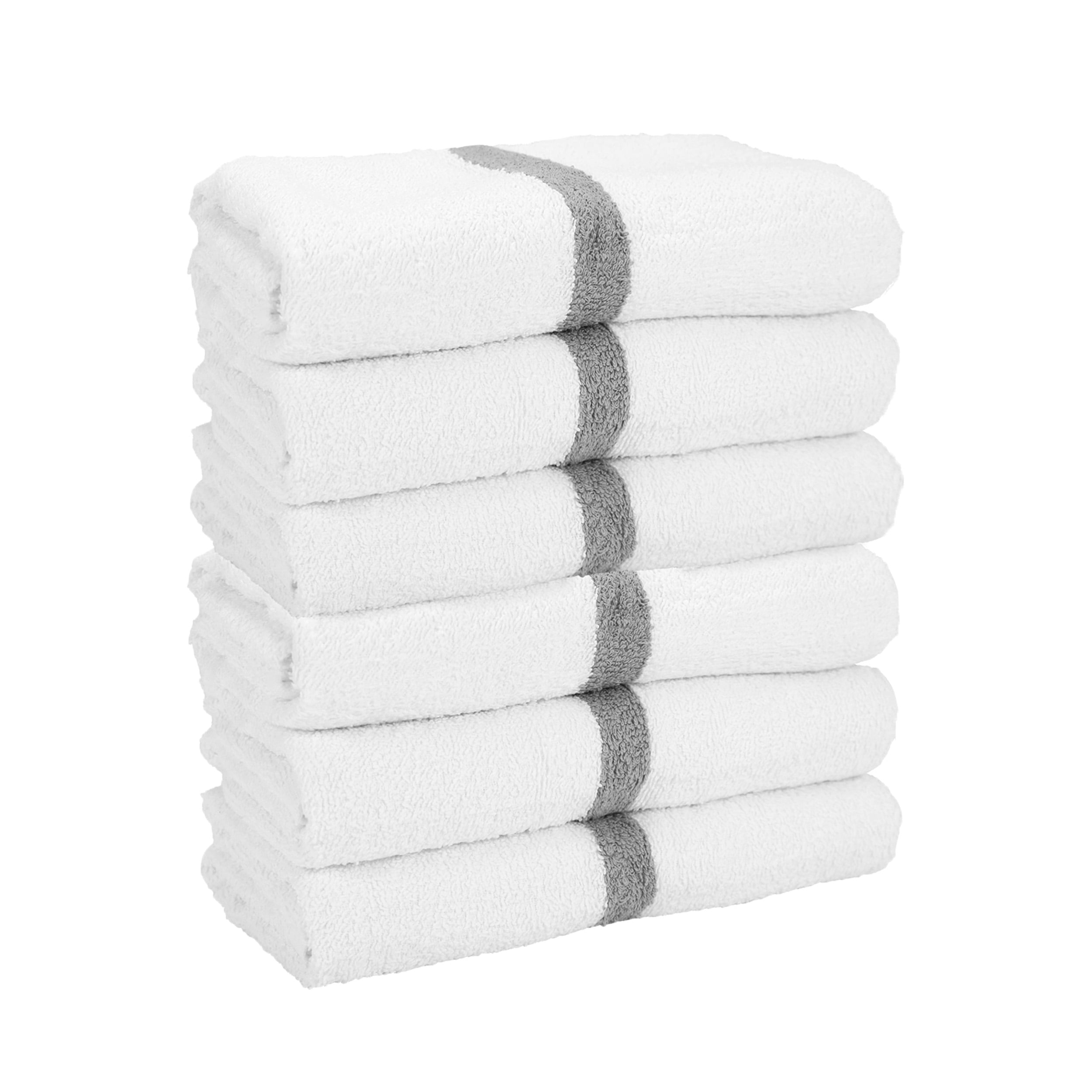 Arkwright Power Gym Bath Towels (6 Pack), 22x44 in., White with Grey