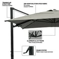 thumbnail image 4 of Boyel Living 10×10 FT Square Cantilever Patio Umbrella Offset Market Umbrella Outdoor Cantilever Hanging Umbrella, Gray(Without Base), 4 of 7