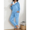 thumbnail image 2 of MINTREUS Women's Fluffy Pajamas Set Coral Fleece Pullover Pants Plush Sleepwear 2 Piece Pjs Set Warm Loungewear, 2 of 7