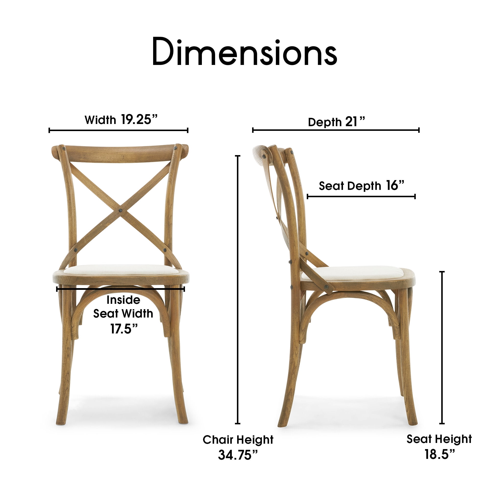 Finch Elmhurst Farmhouse Crossback Dining Chair, Vintage Cream (Set of 2)