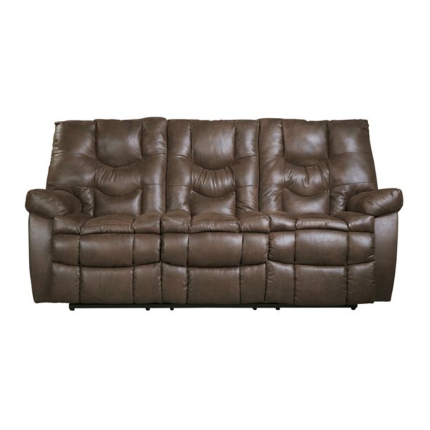 Ashley Burgett Reclining Faux Leather Sofa in Espresso - Walmart.com