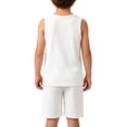 thumbnail image 5 of Cethrio Boys' Summer Short Sets, 2 PC Sleeveless Casual Cotton Kids Clothing Sets White Size 14, 5 of 7