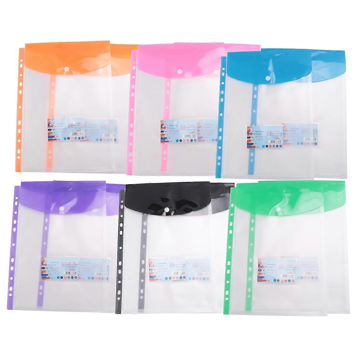 12 Pack A4 Punched Pockets Plastic Wallets - 11 Holes Expandable Binder ...