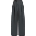 thumbnail image 3 of Happyyee Women's Business Pants High Waisted Straight Wide Leg Suit Pants with Pockets Fashion Office Work Pants ,Dark Gray,XXL, 3 of 8