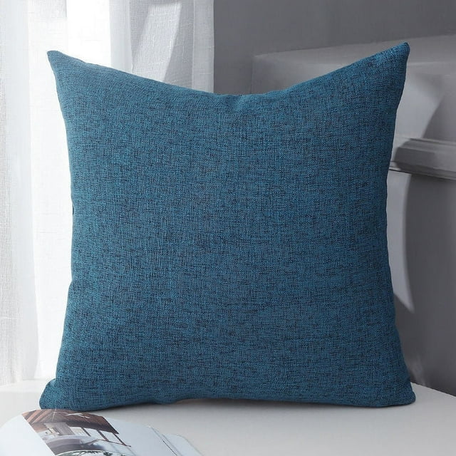 Nvzi 2 fundas de almohada de lino y algodón de color sólido, funda de almohada simple de color puro, con cualquier cama es brillante 23,62 x 31,5 pulgadas (azul)