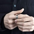 thumbnail image 5 of Wedding Rings for Men or Women. 8mm Silver Titanium Band Silver Gears Inlay, 5 of 7