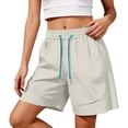 thumbnail image 2 of Dwellite Quick Dry Shorts for Womens High Waist Stretchy Straight Leg Casual Summer Shorts with Pockets Light Gray 2XL, 2 of 6