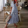 thumbnail image 2 of Camel Floral Print V-Neck Loose Midi Dress With Tassel Detail, 2 of 8