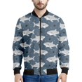 thumbnail image 4 of Ropa de diseñador para hombre, chaquetas de bombardero con estampado 3D de tiburón para hombre y mujer, chaqueta de vuelo, abrigo de cuello alto estilo hip hop callejero con cremallera, tops de gran t, 4 of 5