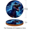 thumbnail image 3 of Dinosaur Luxury Round Drink Coasters Set of 6pcs - Microfiber Leather Coasters 11x11 cm/4.3x4.3 in - Stylish Drink Coaster for Table, 3 of 6