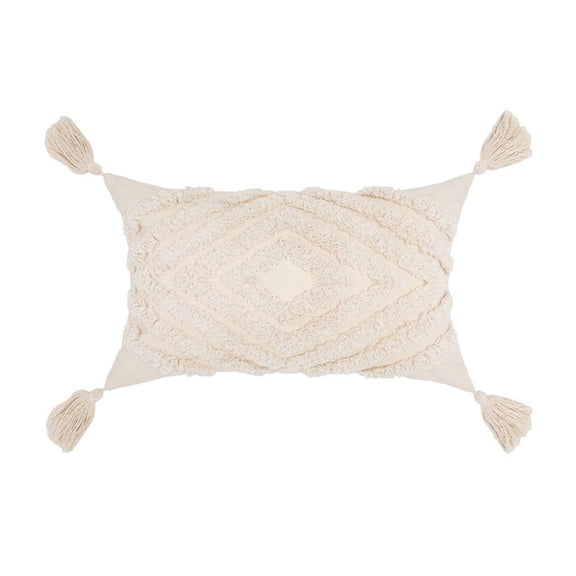 HILOGEL Boho Style Tufted Throw Pillow Cover with Tassel Cushion Covers Pillowcase for Home Bedroom Living Room Sofa Couch Decor