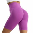 thumbnail image 2 of PEONAVET Purple Bikers Shorts for women – 8" Compression High Waisted Tummy and Control for GRunning Workout Athletic Yoga Shorts - Summer's Top Trends, 2 of 3