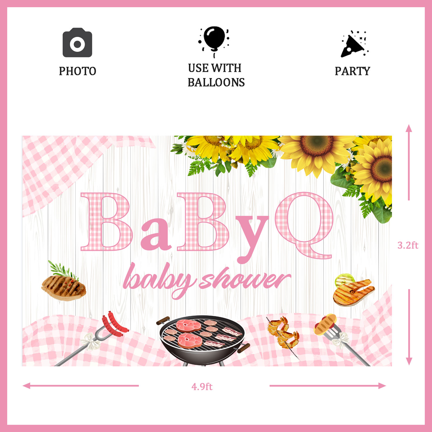 Grill-Babyparty Hintergrund »It’s A BabyQ« – Rustikal Mit Sonnenblumen