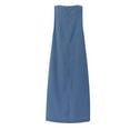 thumbnail image 4 of Vestido largo boho de denim para mujer: sin mangas, cuello redondo, corte holgado con bolsillos, largo para un estilo bohemio informal., 4 of 5