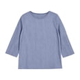 thumbnail image 3 of Drses Women 2026 Cotton Linen Button Down Blouse, Long 3/4 Sleeve Striped Collared Shirt with Pockets Casual Office Summer Work Top, 3 of 6