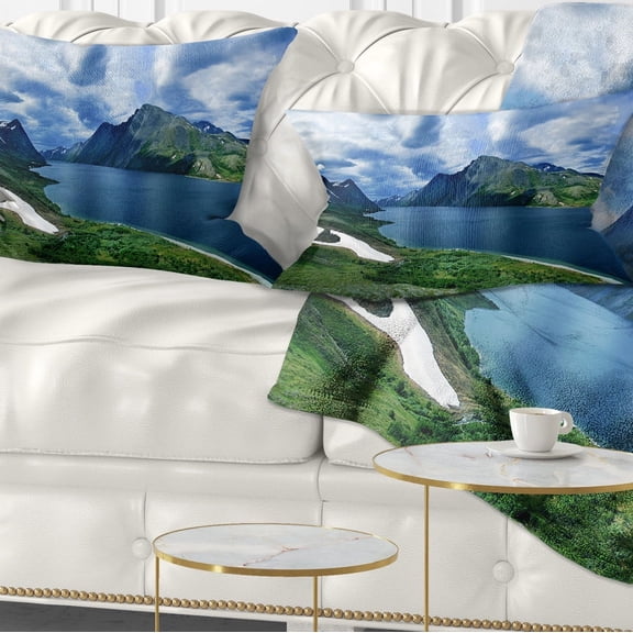Designart Polar Ural Mountains Panorama - Landscape Printed Throw Pillow - 12x20