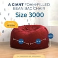 thumbnail image 3 of Ultimate Sack 3000 3-Foot Bean Bag Chair Oversized Foam Lounger, Burgundy Suede Cover, 3 of 6