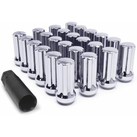 24pc Chrome Spline 14x2.0 Locking Lug Nuts For F-150 Expedition Navigator   Key