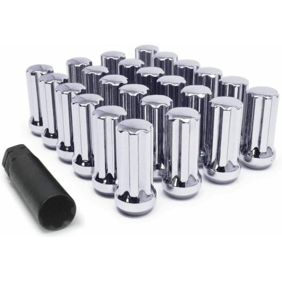 24pc Chrome Spline 14x2.0 Locking Lug Nuts For F-150 Expedition Navigator   Key