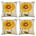 thumbnail image 1 of 4-piece sunflower print pillow cover autumn harvest Thanksgiving sofa cushion cover, 1 of 5