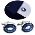 thumbnail image 4 of Blue Oval Shape Cufflinks Studs Tuxedo Set Suit Sleeve Accessories, 4 of 6
