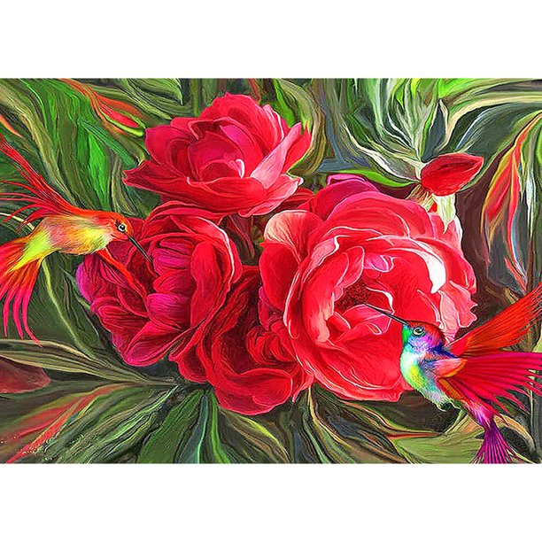 Diamante (DB5051) Cuadrado Flor Pájaro Mosaico Arte de la pared Imagen de diamantes de imitación 20X30cm FLhrweasw Nuevo