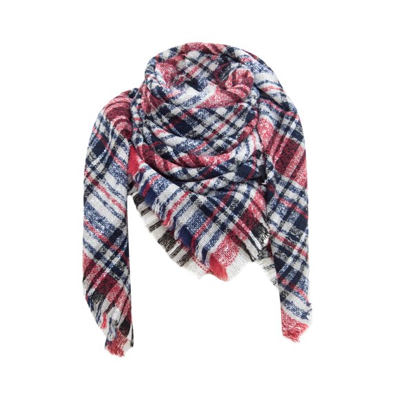 Prolriy Winter Scarf for Women Europe and The United States Shawl New Neck Autumn and Winter Large Checkered Triangle Scarf Womens Scarf Wine